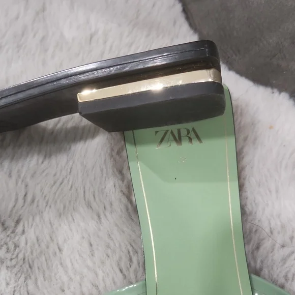 Zara Green Woven Sandals Size 8 - Picture 7 of 8